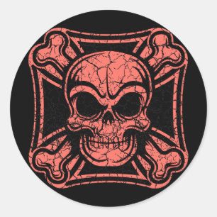 Adesivo Crânio maltês & Crossbones - vermelho