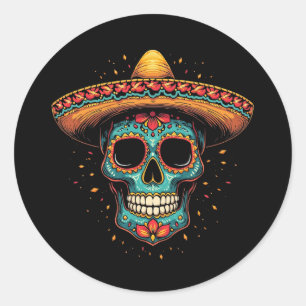 Adesivo Crânio Mexicano Sombrero - Día de los Muertos