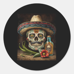 Adesivo Crânio Mexicano Tequila Sombrero Cinco De Mayo