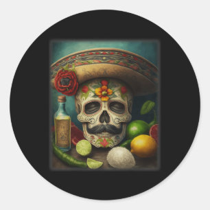 Adesivo Crânio Mexicano Tequila Sombrero Cinco De Mayo