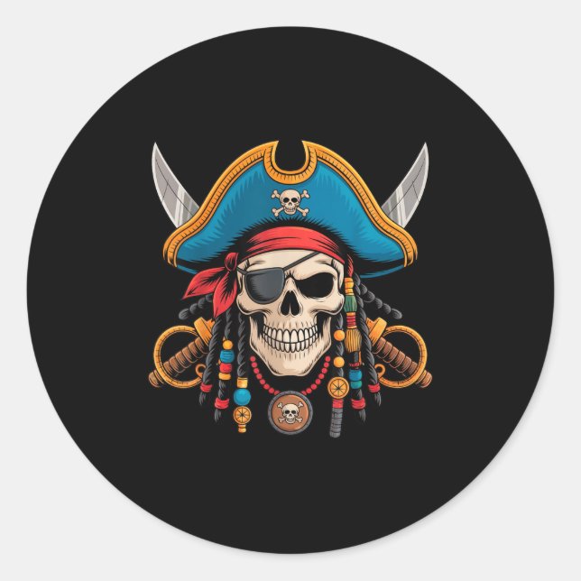 Adesivo Crânio Pirata E Crossbones Skeleton Halloween Para (Frente)