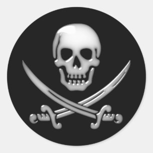 Adesivo Crânio Pirata e Espadas Cruzadas
