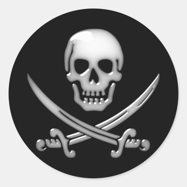 Adesivo Crânio Pirata Glassado e Espadas Cruzadas (Frente)