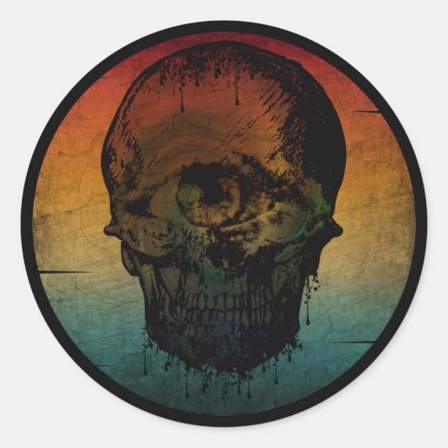 ADESIVO CRÂNIO PRESENÇA DE HALLLOWEEN TERROR PRESENÇA  (Frente)