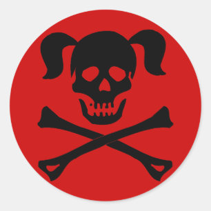 Adesivo Crânio preto e Crossbones com tranças