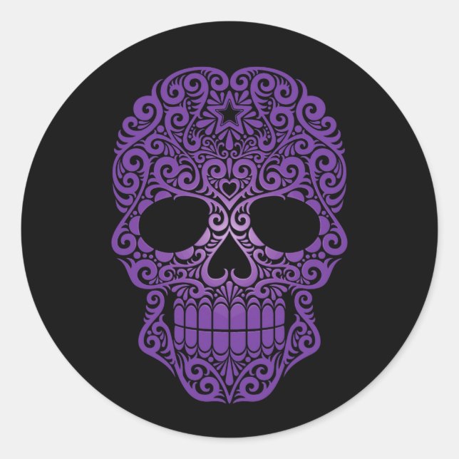Adesivo Crânio roxo em preto (Frente)