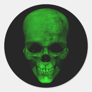 Adesivo Crânio verde com fundo preto