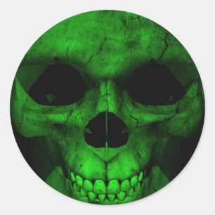 Adesivo Crânio verde com fundo preto 2