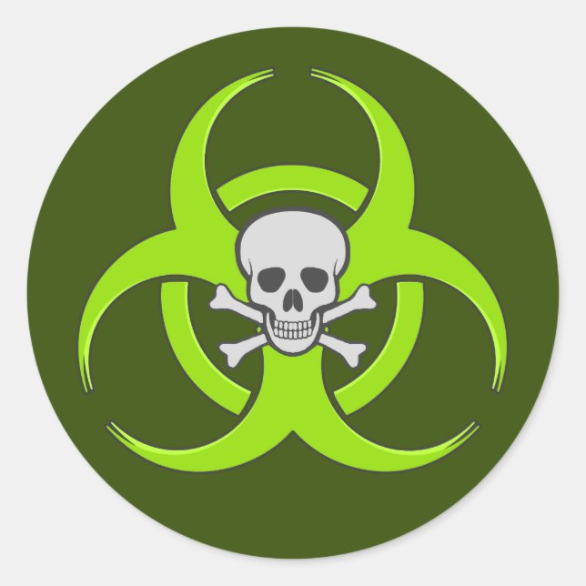 Adesivo Crânio verde de perigo biológico (Frente)