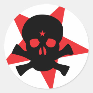 Adesivo crânio vermelho da estrela da revolução