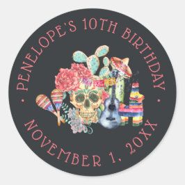 Adesivo Crânios Açucarados Aniversário do Dia dos Mortos