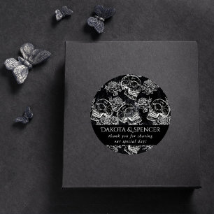 Adesivo Crânios e Rosas de Giz Obrigada Glam Gótico