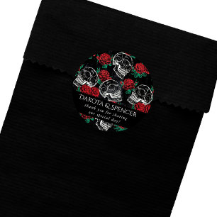 Adesivo Crânios e Rosas Vermelhas   Moderno Gótico Obrigad
