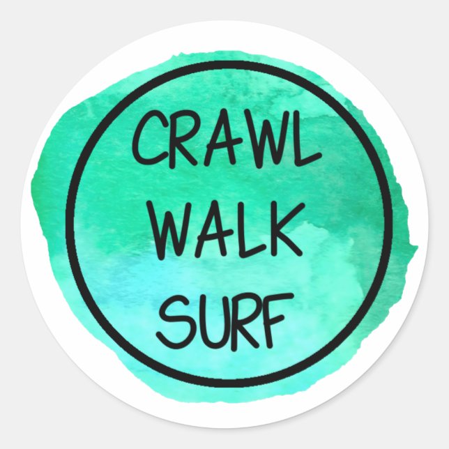 Adesivo Crawl Walk Surf com Design Azul (Frente)