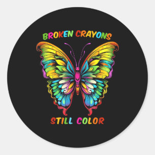 Adesivo Crayon Quebrado Ainda Cores Butterfly Saúde Mental