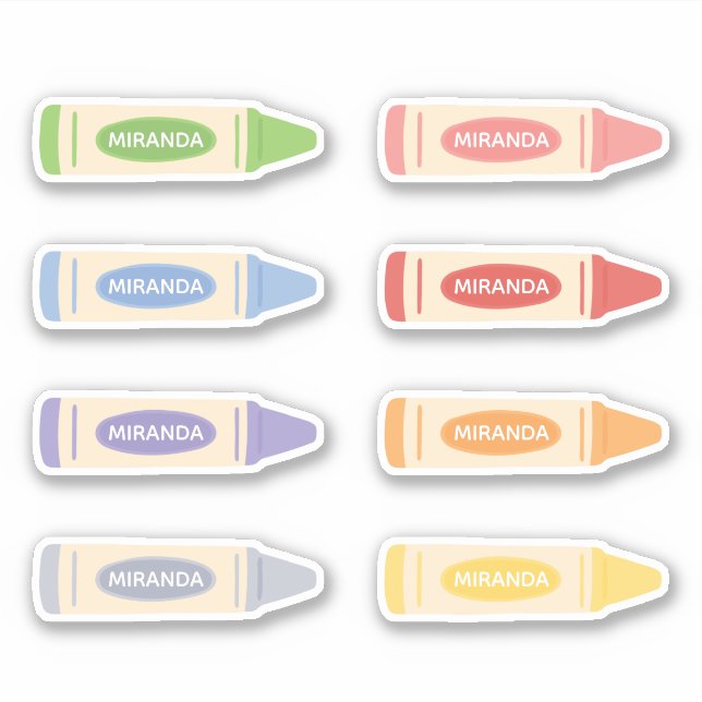 Adesivo Crayons de Pastel Cujo Nome Personalizado (Frente)