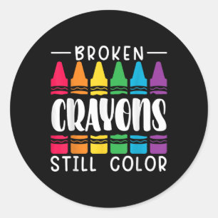 Adesivo Crayons Partidos Ainda Têm Saúde Mental Colorido E