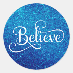 Adesivo Crê no Script de Caligrafia Real Blue Faux Glitter