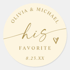 Adesivo Cream and Gold His Favorite Wedding Treat Bag