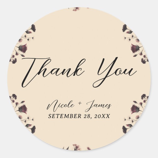 Adesivo Cream Beige Vintage Chique Moody Floral (Frente)