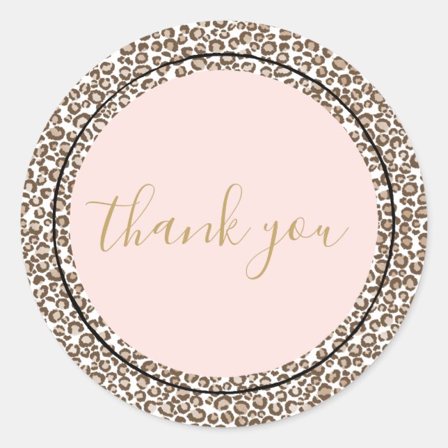 Adesivo Cream Brown Pink Leopardo Impressão Obrigado (Frente)