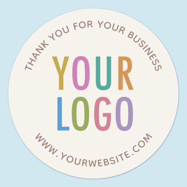 Adesivo Cream Ecru Ivory Obrigado Logotipo Personalizado D (MISOOK Round Ecru Thank You Sticker)
