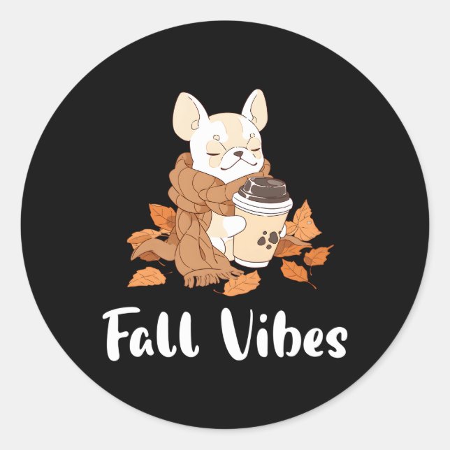 Adesivo Cream French Bulldog Fall S Pumpkin Spice Latte (Frente)