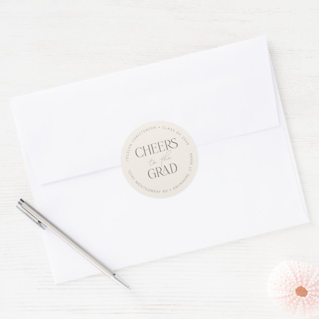 Adesivo Cream Gray Personalized Cheers to the Grad (Envelope)