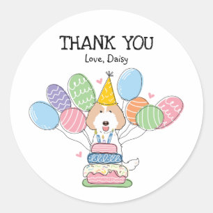 Adesivo Cream Labradoodle Birthday Favor Tags Sticker