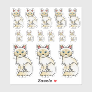 Adesivo Cream Point Tabby Birman/Ragdoll Cute Cartoon Cats