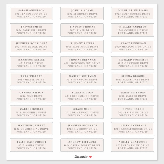 Adesivo Cream | Rótulos de Endereço de Convidado Individua (Folha)