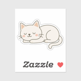 Adesivo Cream White Sleeping Cat Sticker – Minimalist Cute