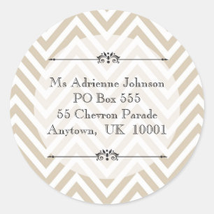 Adesivo Creamy Tan Chevron Modern Name Endereço de Devolu