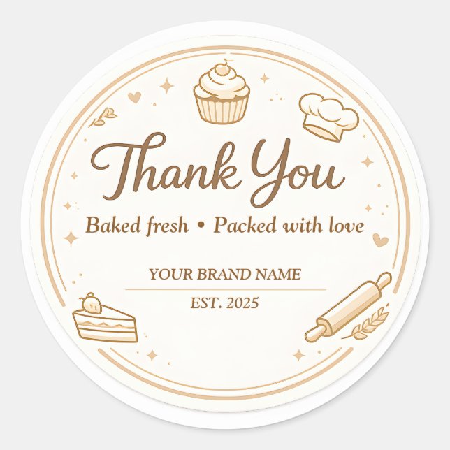 Adesivo Creamy Vintage Bakery Icons Bakery Thank You (Frente)
