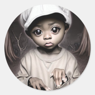 Adesivo Creepy Chibi - Dia das Bruxas de Menino Africano-A