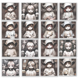 Adesivo Creepy Chibi Kid Ghosts Spooky Halloween