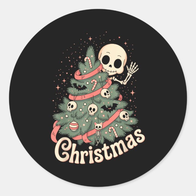 Adesivo Creepy Cute Kawaii Skeleton Christmas Tree Skull B (Frente)
