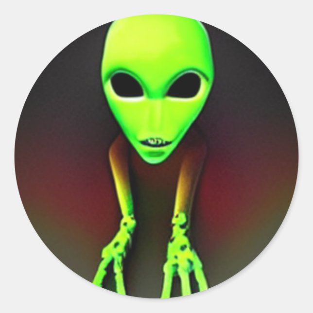 Adesivo Creepy Green - Vinheta redonda clássica fantasma (Frente)