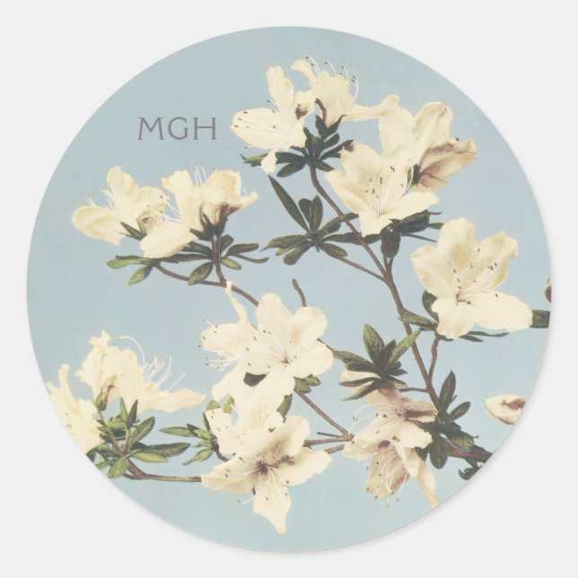 Adesivo Creme Azalea Monograma Floral Selo (Frente)