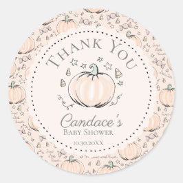 Adesivo Creme Bonito Chá de fraldas De Abóbora Obrigado