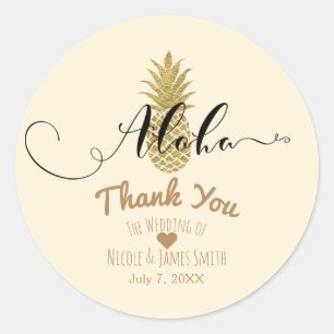 Adesivo Creme de Abacaxi Dourado Casamento Tropical Elegan