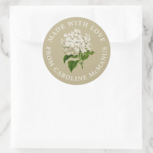Adesivo Creme e Hídrangea Verde Feita com Amor