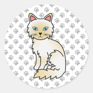 Adesivo Creme Point Birman / Ragdoll Cute Cat & Paws