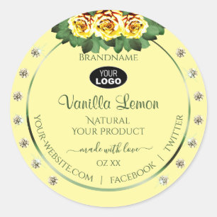 Adesivo Creme Rótulo do produto Rosas amarelas Ouros adici