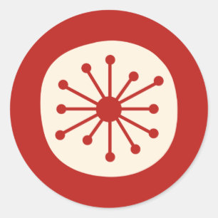 Adesivo Creme Vermelho Simples Ponto Atômico do Meio sécul