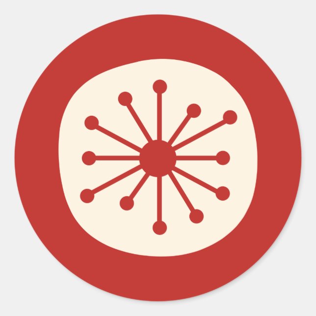 Adesivo Creme Vermelho Simples Ponto Atômico do Meio sécul (Frente)