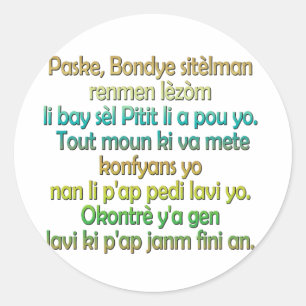 Adesivo Creole haitiano do 3:16 de John