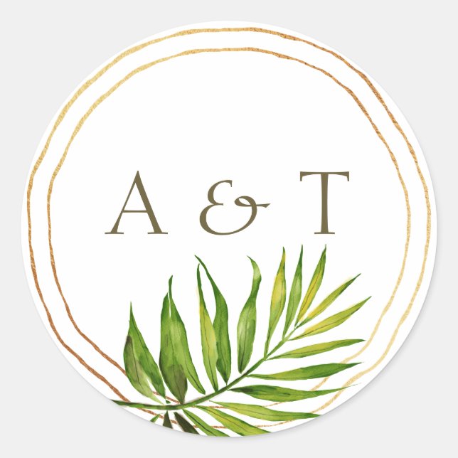 Adesivo Crepúsculo de Praia Tropical | Anéis de Folha de P (Frente)