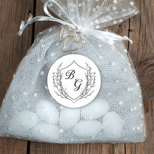 Adesivo Crescente de casamento clássico monograma preto e 