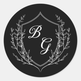 Adesivo Crescente de casamento clássico monograma preto e